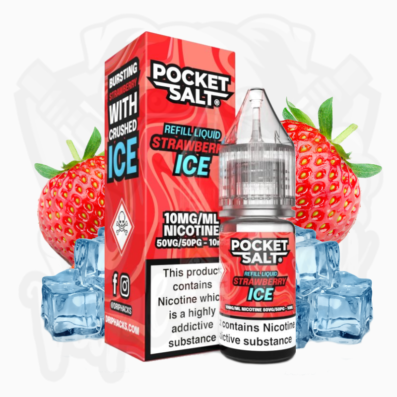 Drip Hacks Strawberry Ice - Pocket Salt Nic Salt Liquid 10 ml