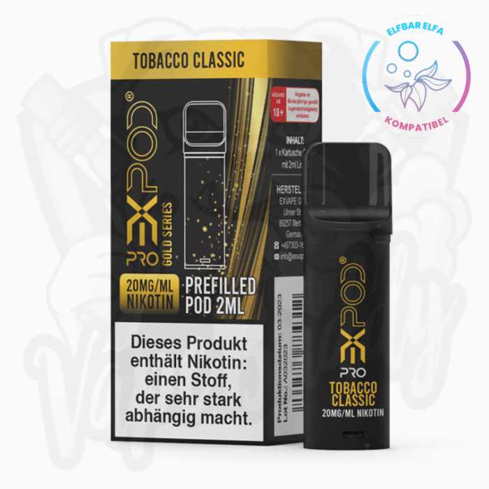 EXVAPE EXPOD PRO Kartusche Tobacco Classic Gold Series – 20mg – 1 Stück