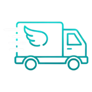 a blue truck with stripes on it