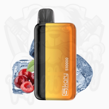 Sikary S10000 Hybrid Vape Kit – Cherry Ice 20mg in Schwarz-Orange-Gelb, Nachfüllpods und Mesh-Coil